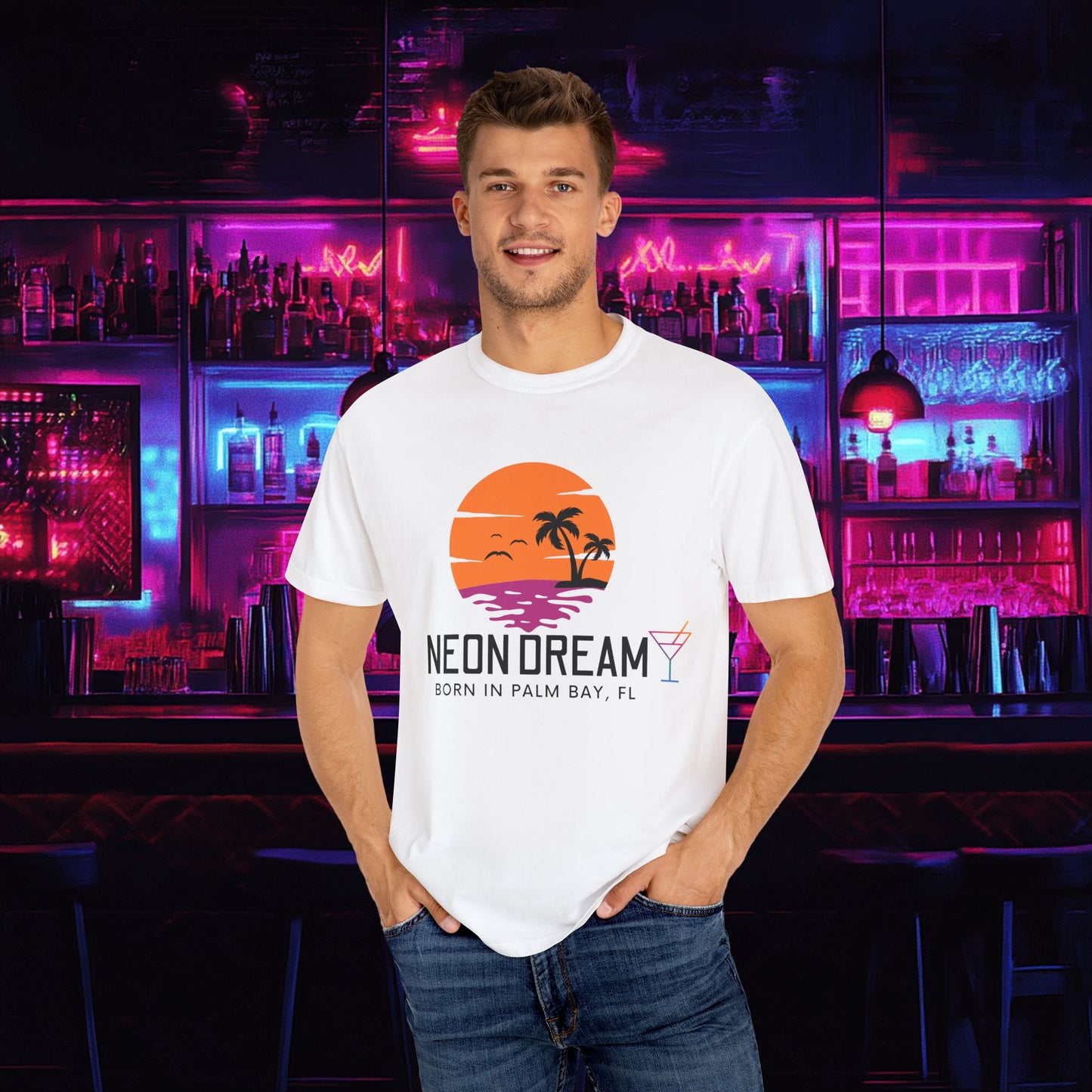 Neon Dream Born in Palm Bay Tee (Alt)