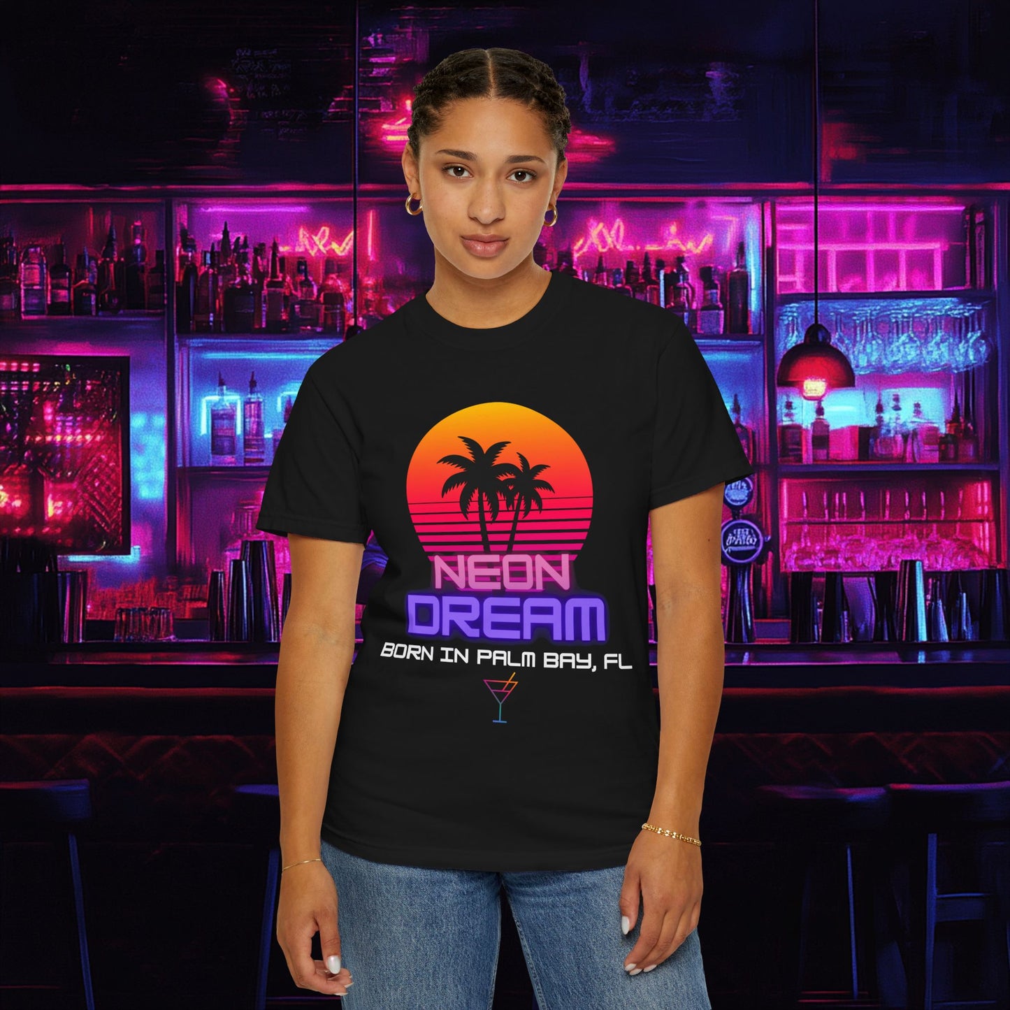 Neon Dream Born in Palm Bay Tee (Alt2)