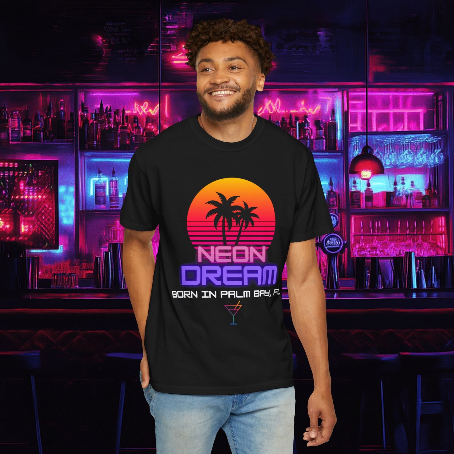 Neon Dream Born in Palm Bay Tee (Alt2)