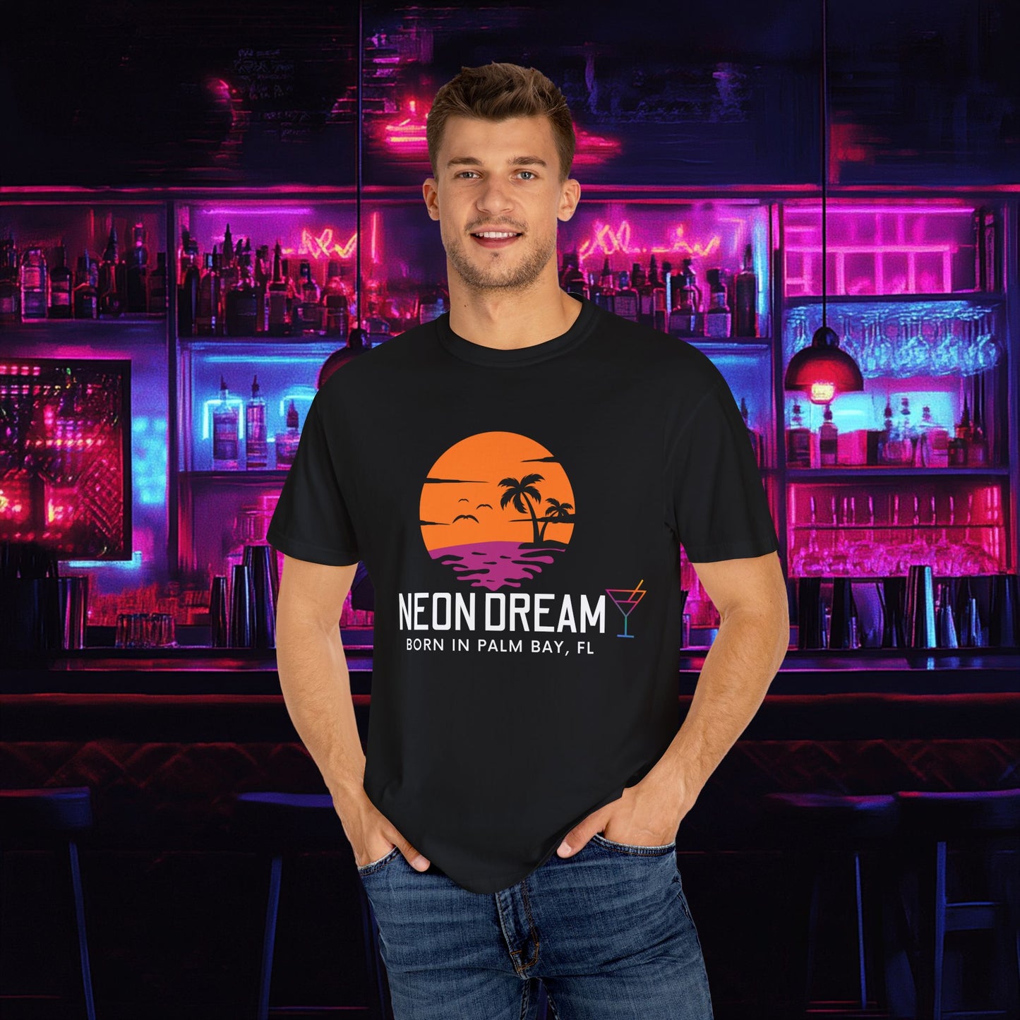 Neon Dream Born in Palm Bay Tee (Alt)