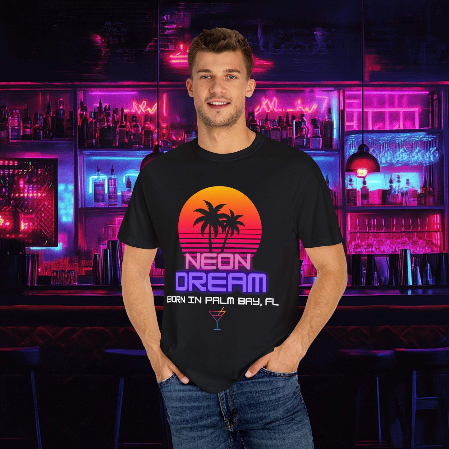 Neon Dream Born in Palm Bay Tee (Alt2)