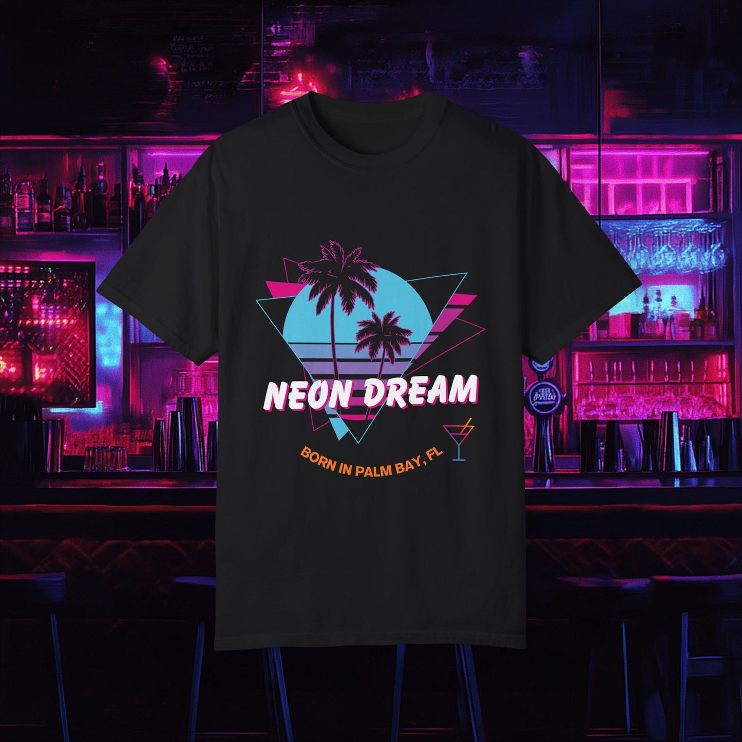 Neon Dream Born in Palm Bay Tee